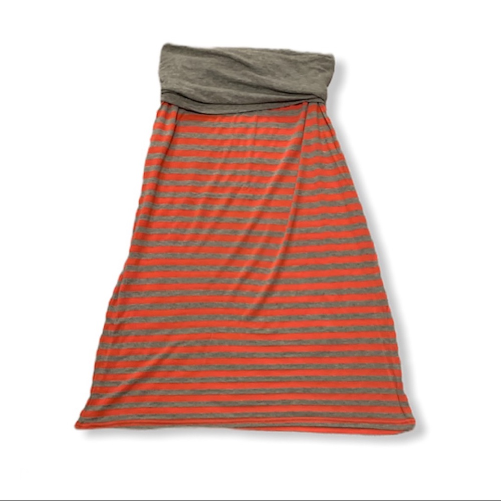 Pink Gray Striped Maxi Skirt Size Med